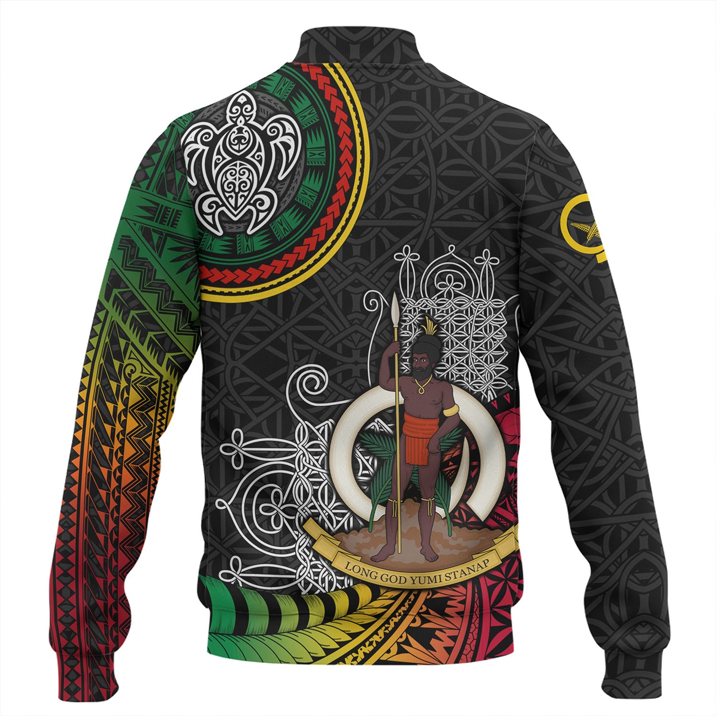Vanuatu Baseball Jacket Custom Seal With Mutis En Atan Patterns