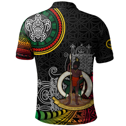 Vanuatu Polo Shirt Custom Seal With Mutis En Atan Patterns