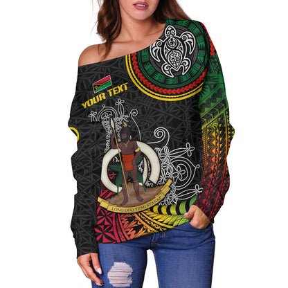 Vanuatu Off Shoulder Sweatshirt Custom Seal With Mutis En Atan Patterns