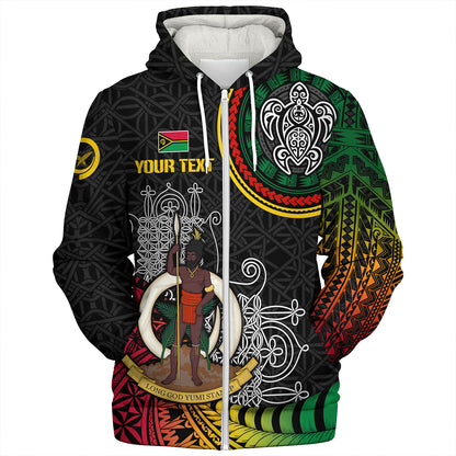 Vanuatu Sherpa Hoodie Custom Seal With Mutis En Atan Patterns