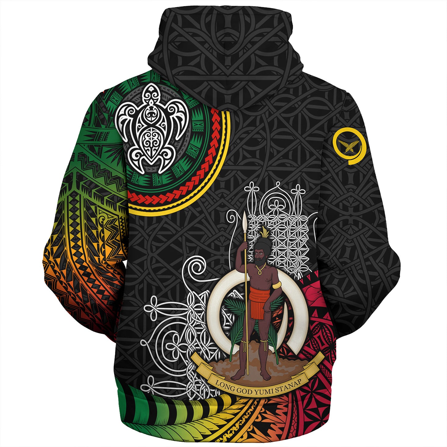 Vanuatu Sherpa Hoodie Custom Seal With Mutis En Atan Patterns