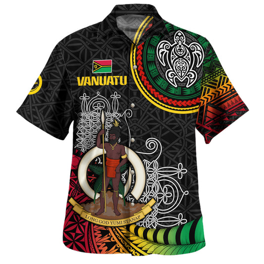 Vanuatu Hawaiian Shirt Custom Seal With Mutis En Atan Patterns