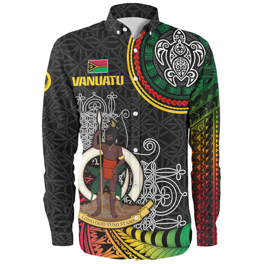 Vanuatu Long Sleeve Shirt Custom Seal With Mutis En Atan Patterns