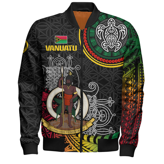 Vanuatu Bomber Jacket Custom Seal With Mutis En Atan Patterns