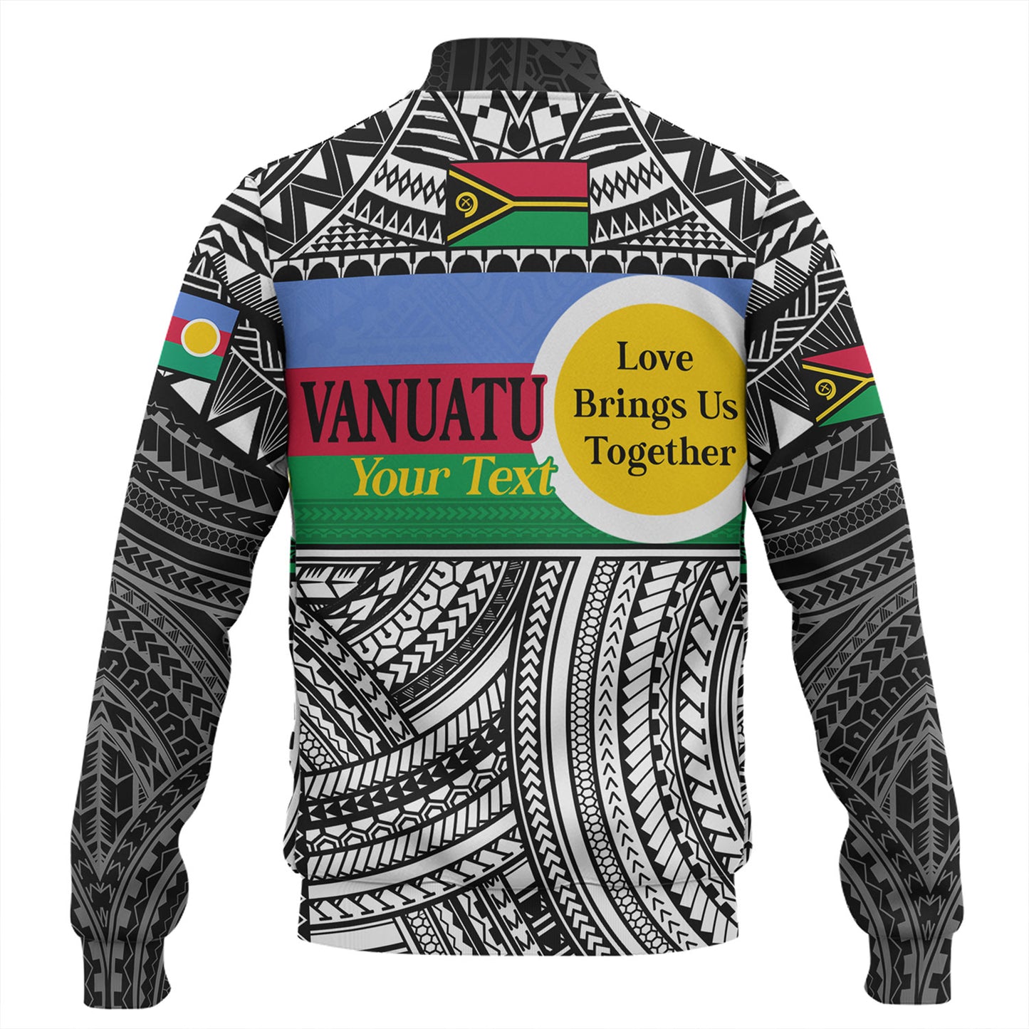 Vanuatu Baseball Jacket - Custom Shefa Tribal Pattern Mix Flag
