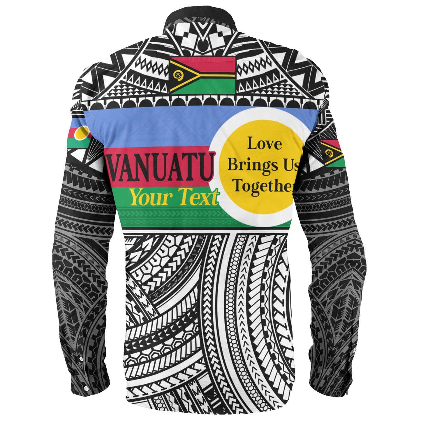 Vanuatu Long Sleeve Shirt - Custom Shefa Tribal Pattern Mix Flag
