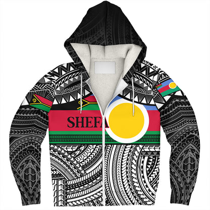 Vanuatu Sherpa Hoodie - Custom Shefa Tribal Pattern Mix Flag