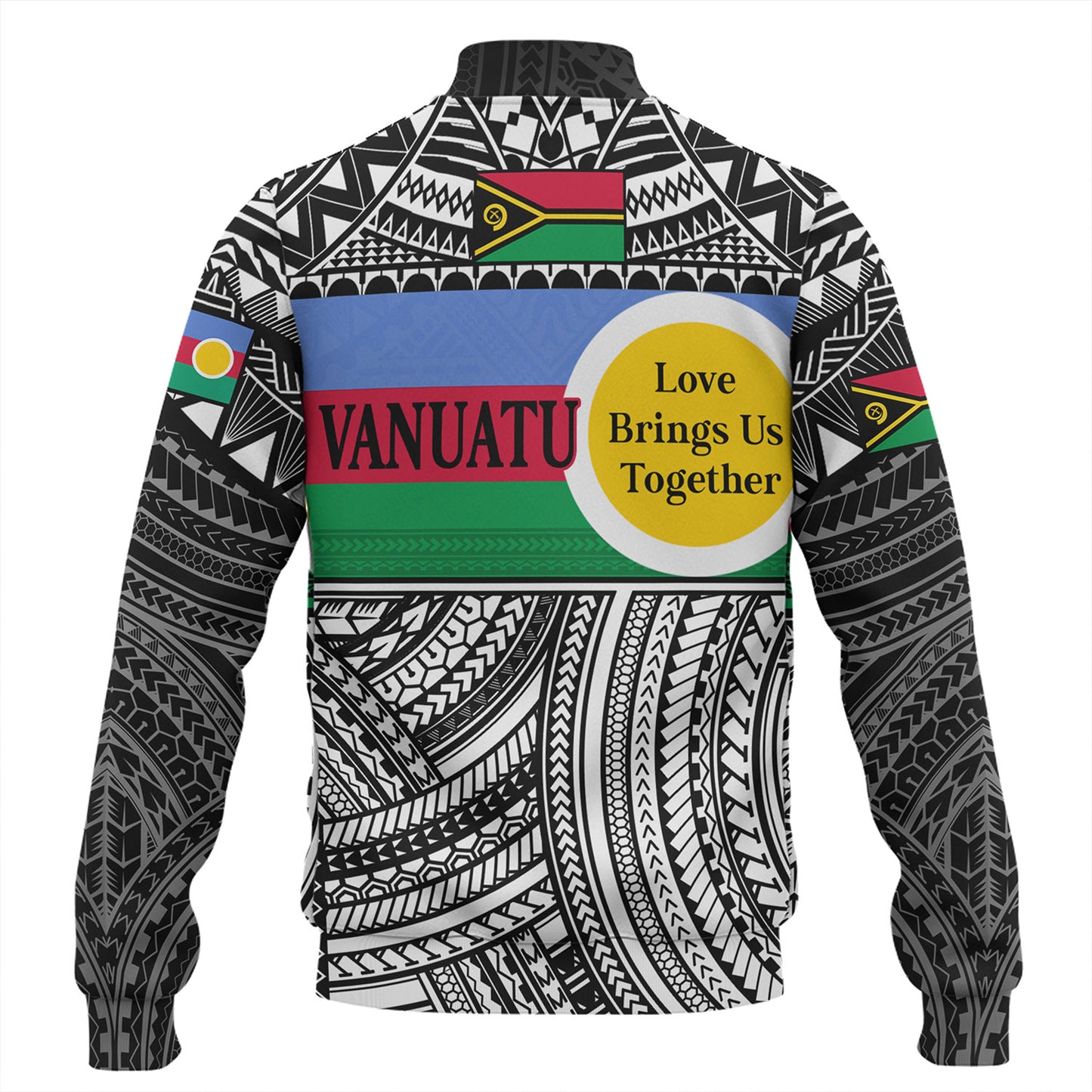 Vanuatu Baseball Jacket - Custom Shefa Tribal Pattern Mix Flag