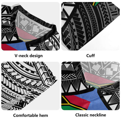 Vanuatu Rugby Jersey - Custom Shefa Tribal Pattern Mix Flag