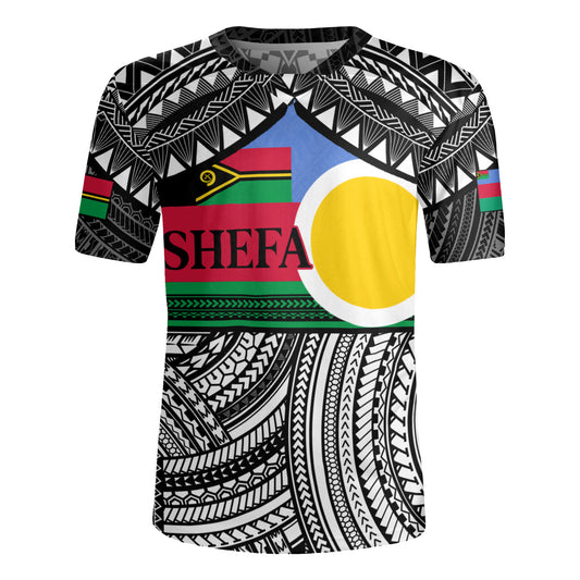 Vanuatu Rugby Jersey - Custom Shefa Tribal Pattern Mix Flag