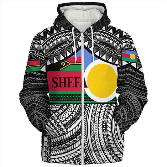 Vanuatu Sherpa Hoodie - Custom Shefa Tribal Pattern Mix Flag
