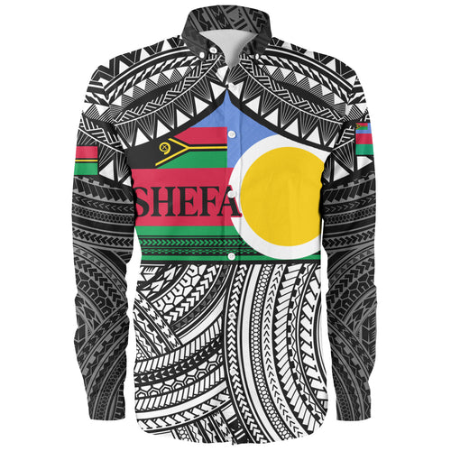 Vanuatu Long Sleeve Shirt - Custom Shefa Tribal Pattern Mix Flag