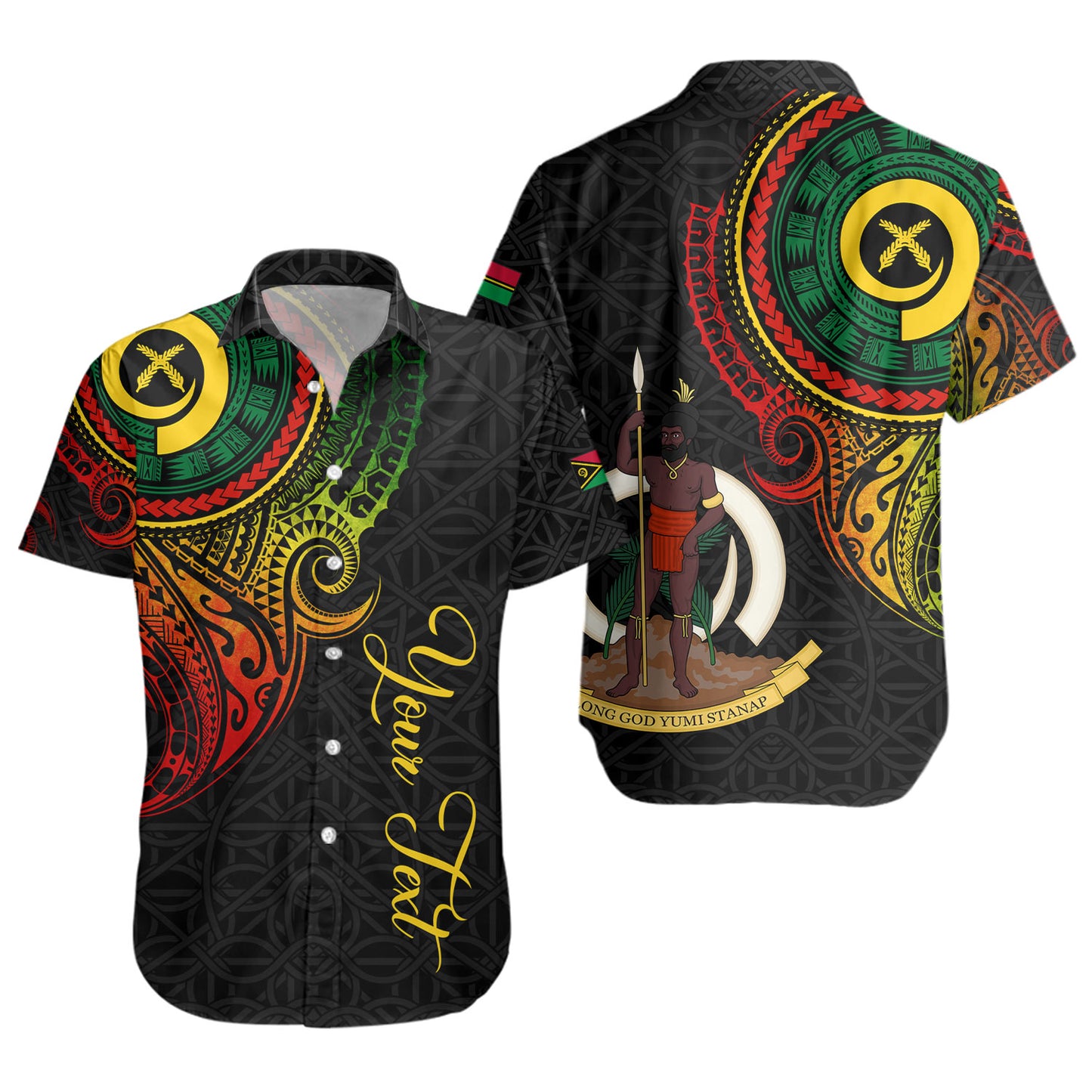 Vanuatu Short Sleeve Shirt Custom Vanuatu Seal Mutis En Atan Patterns Reggae Color
