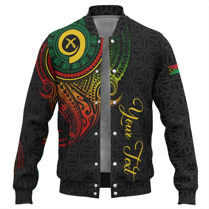 Vanuatu Baseball Jacket Custom Vanuatu Seal Mutis En Atan Patterns Reggae Color