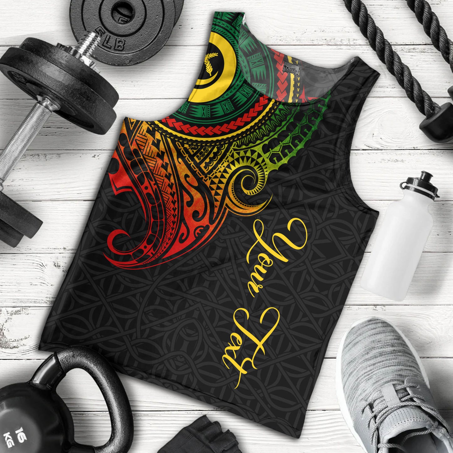 Vanuatu Tank Top Custom Vanuatu Seal Mutis En Atan Patterns Reggae Color