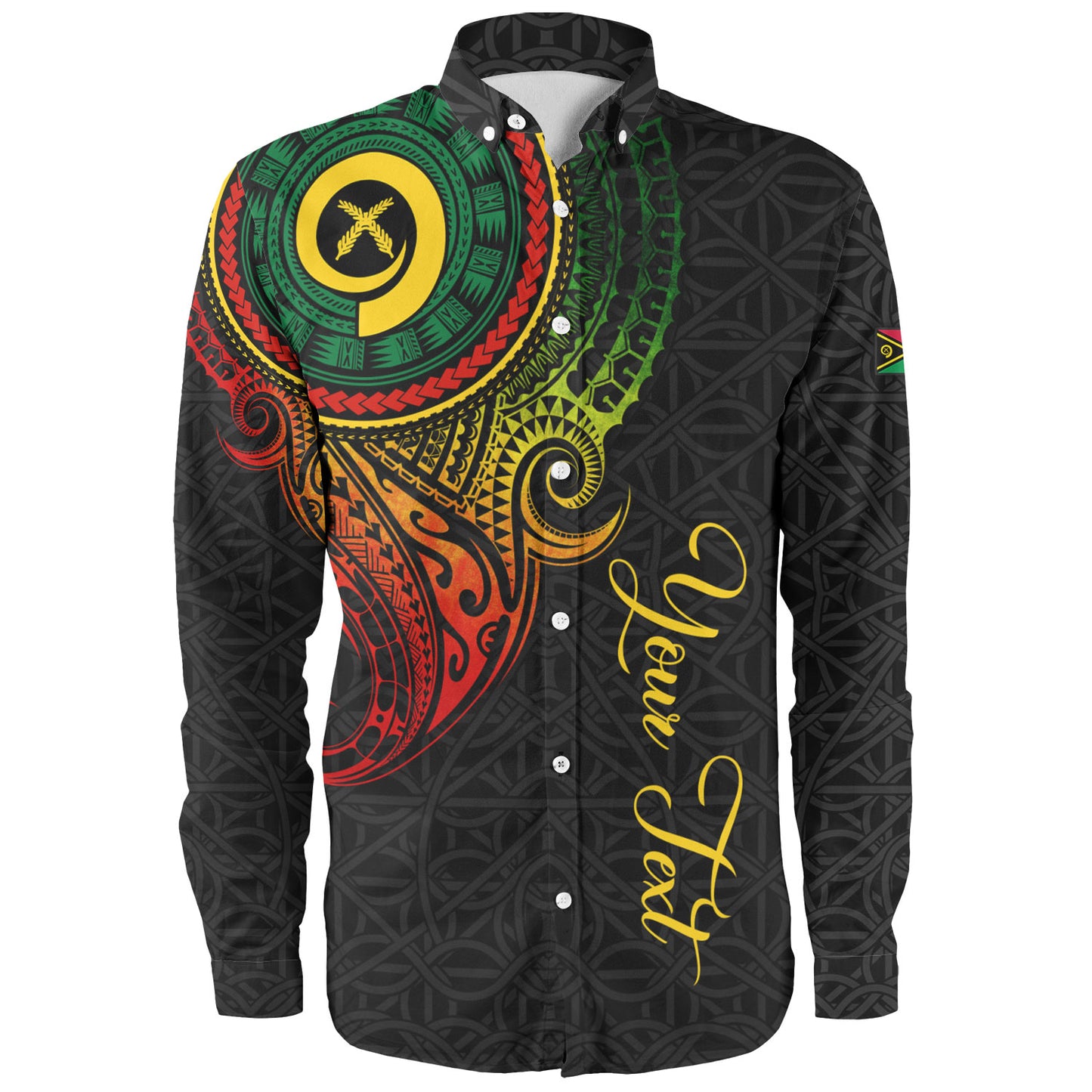 Vanuatu Long Sleeve Shirt Custom Vanuatu Seal Mutis En Atan Patterns Reggae Color