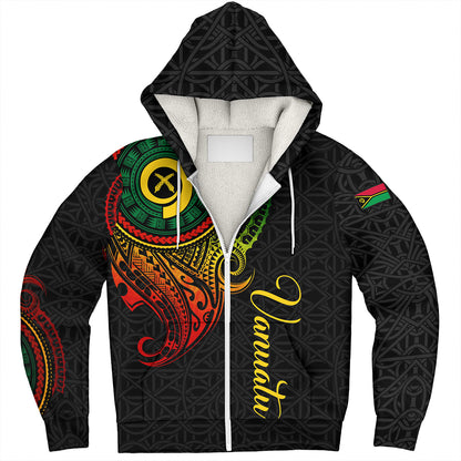 Vanuatu Sherpa Hoodie Custom Vanuatu Seal Mutis En Atan Patterns Reggae Color