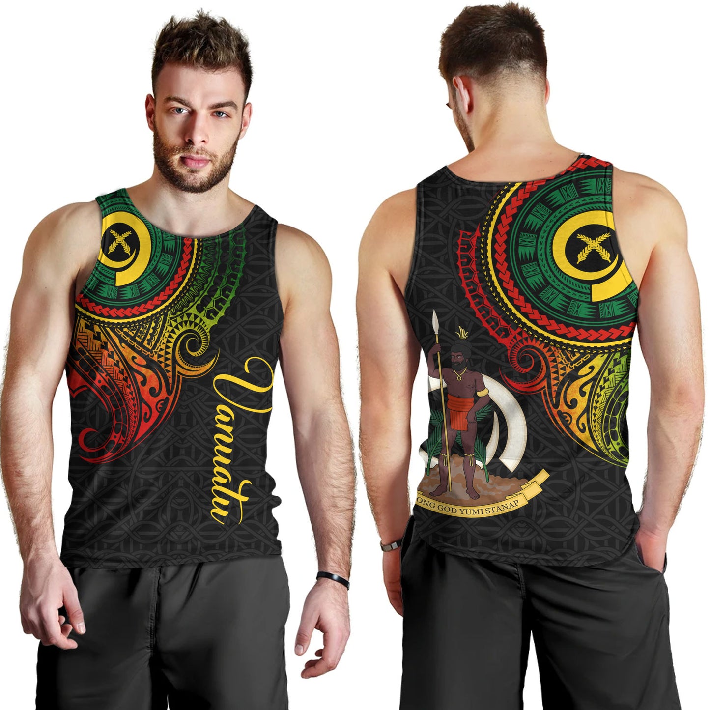 Vanuatu Tank Top Custom Vanuatu Seal Mutis En Atan Patterns Reggae Color