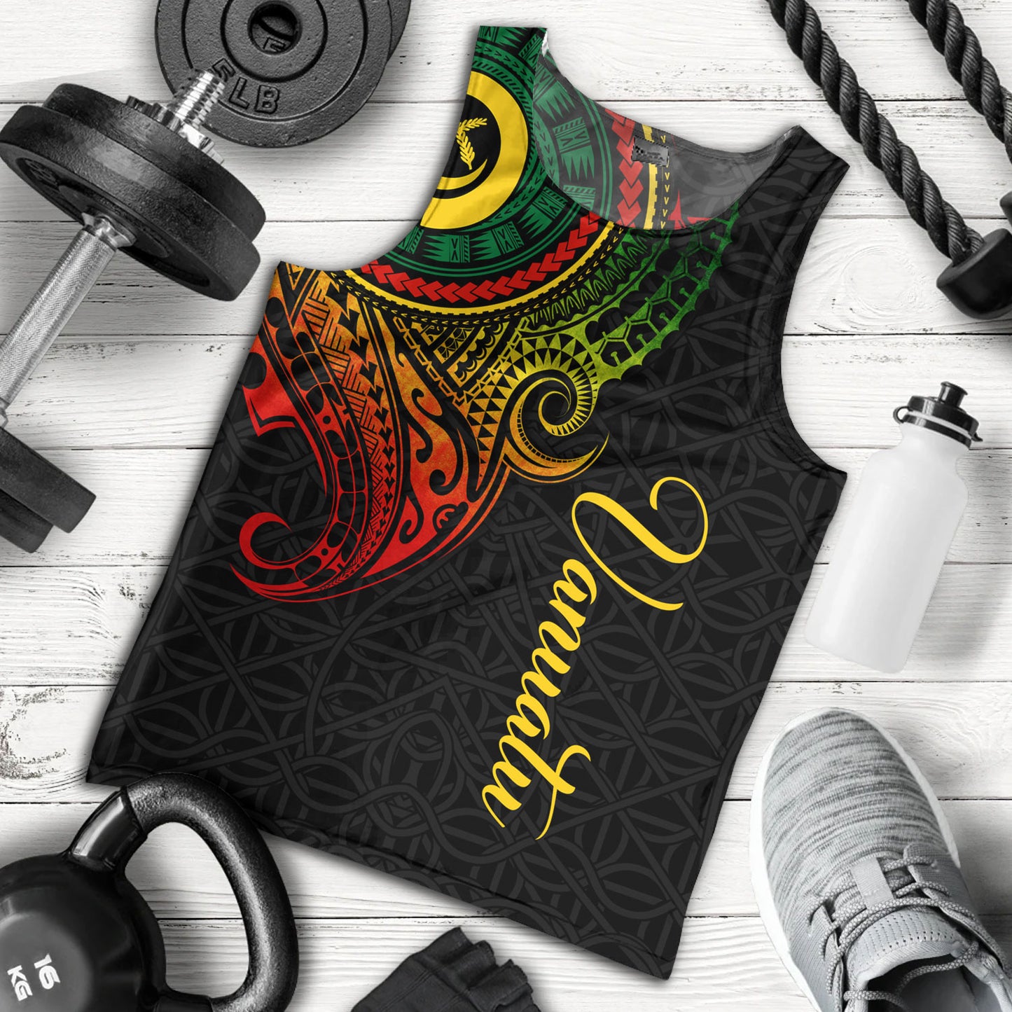 Vanuatu Tank Top Custom Vanuatu Seal Mutis En Atan Patterns Reggae Color