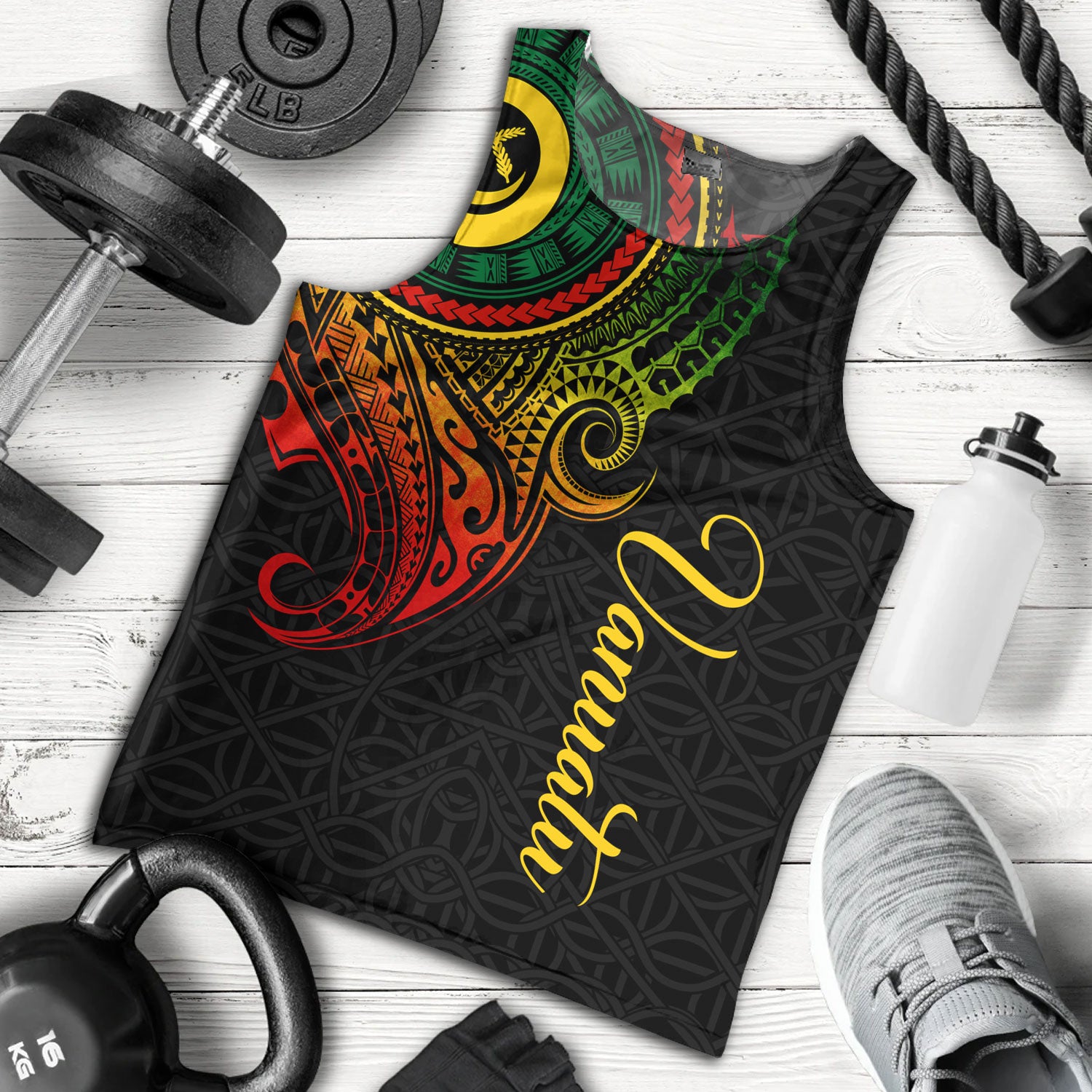 Vanuatu Tank Top Custom Vanuatu Seal Mutis En Atan Patterns Reggae Color
