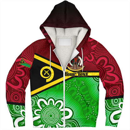 Vanuatu Custom Personalised Sherpa Hoodie Vanuatu Seal With Aboriginal Patterns Style