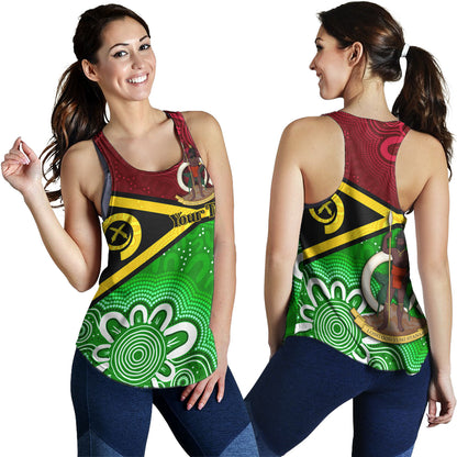 Vanuatu Custom Personalised Women Tank Vanuatu Seal With Aboriginal Patterns Style