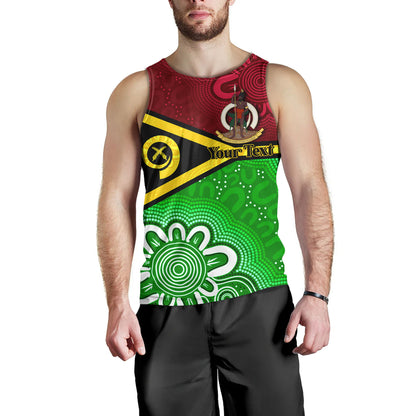 Vanuatu Custom Personalised Tank Top Vanuatu Seal With Aboriginal Patterns Style