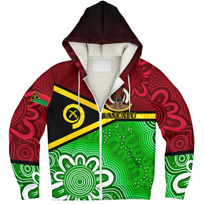 Vanuatu Custom Personalised Sherpa Hoodie Vanuatu Seal With Aboriginal Patterns Style
