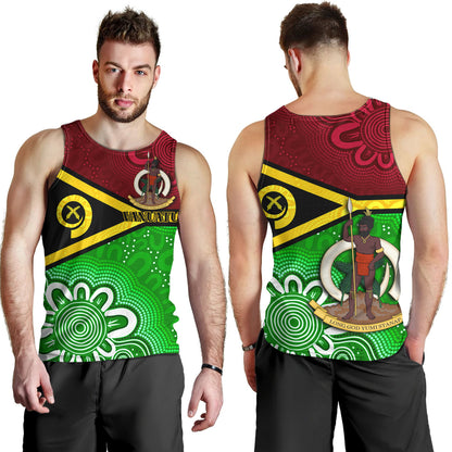 Vanuatu Custom Personalised Tank Top Vanuatu Seal With Aboriginal Patterns Style