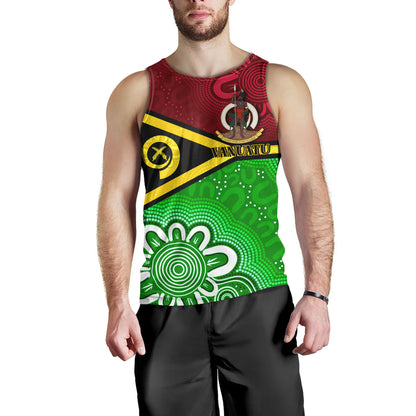 Vanuatu Custom Personalised Tank Top Vanuatu Seal With Aboriginal Patterns Style