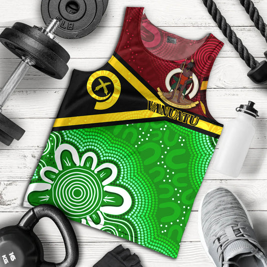 Vanuatu Custom Personalised Tank Top Vanuatu Seal With Aboriginal Patterns Style
