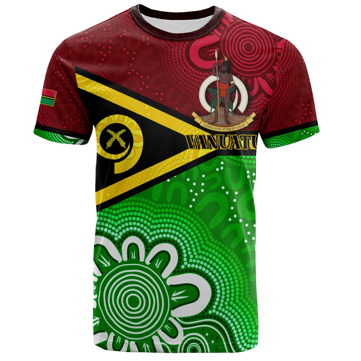 Vanuatu Custom Personalised T-Shirt Vanuatu Seal With Aboriginal Patterns Style