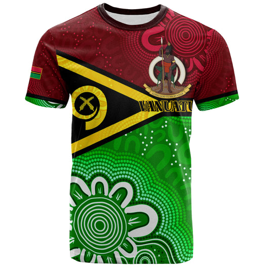 Vanuatu Custom Personalised T-Shirt Vanuatu Seal With Aboriginal Patterns Style