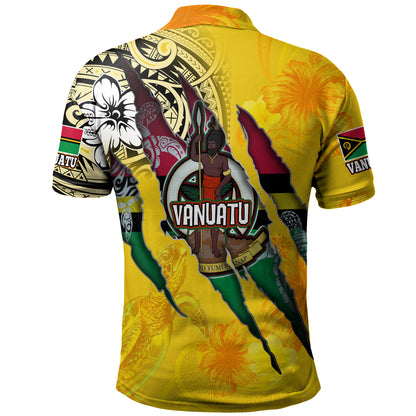 Vanuatu Polo Shirt Custom Vanuatuanâ€Ž Blood Inside Me Polynesian Sleeve Tattoo Tropical Yellow