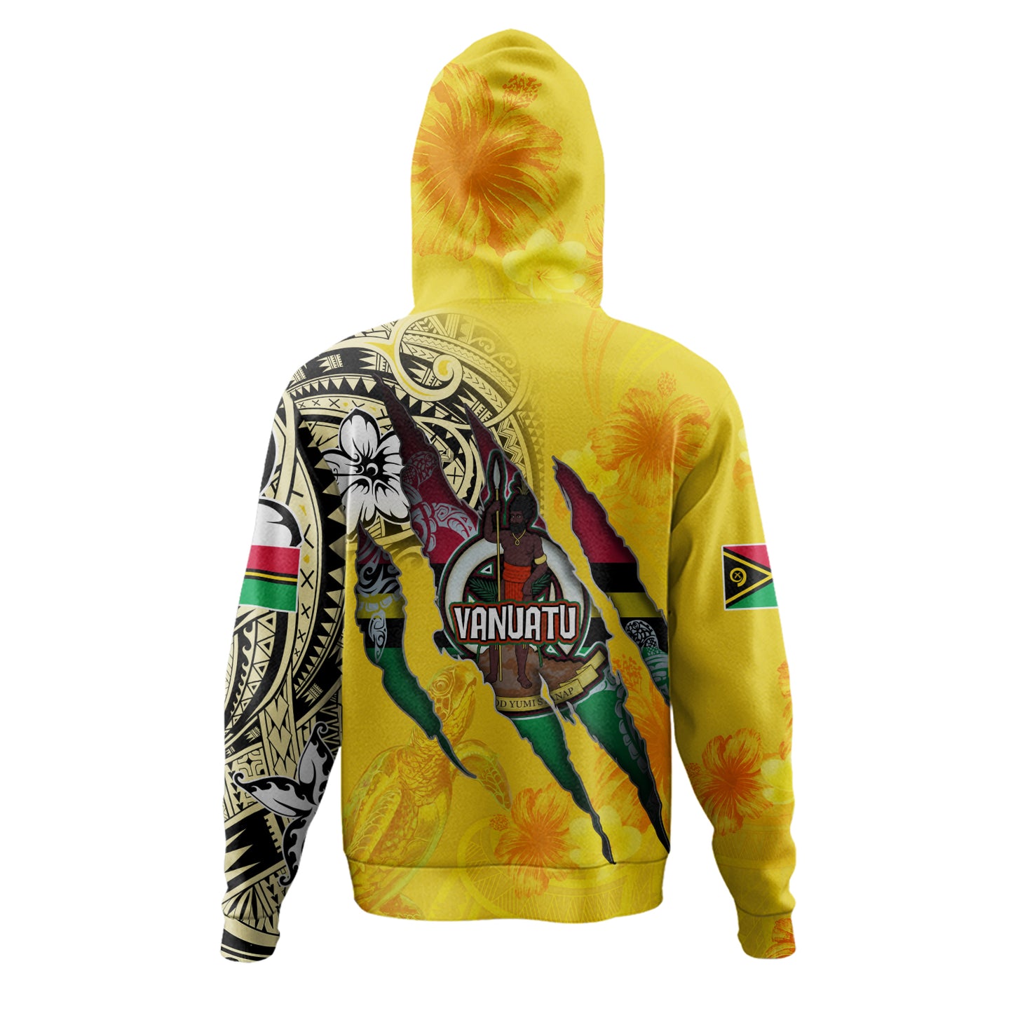 Vanuatu Hoodie Custom Vanuatuanï¿½ï¿½ï¿½ Blood Inside Me Polynesian Sleeve Tattoo Tropical Yellow