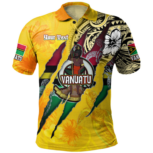 Vanuatu Polo Shirt Custom Vanuatuan‎ Blood Inside Me Polynesian Sleeve Tattoo Tropical Yellow