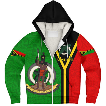 Vanuatu Sherpa Hoodie Melanesia Flag Design