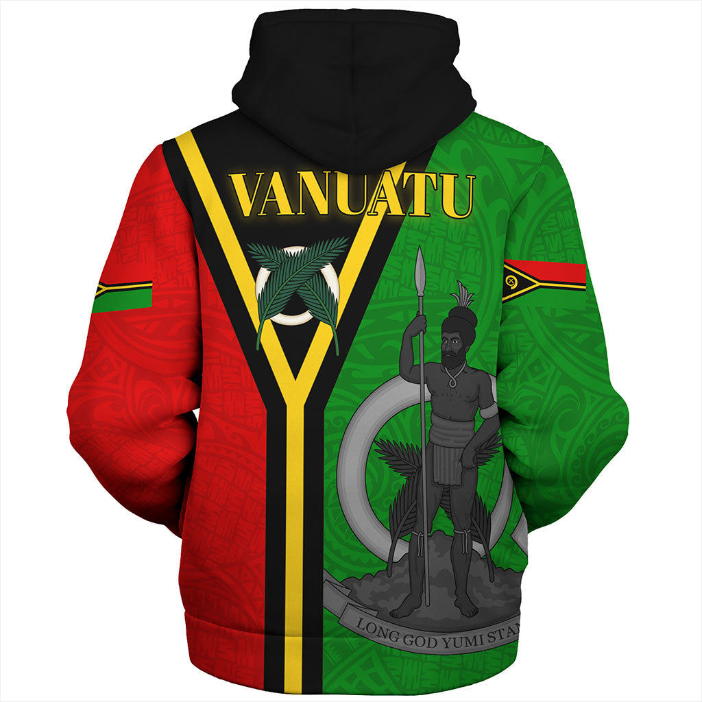 Vanuatu Sherpa Hoodie Melanesia Flag Design