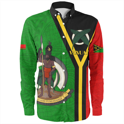Vanuatu Long Sleeve Shirt Melanesia Flag Design