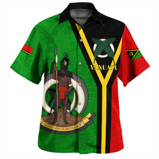 Vanuatu Hawaiian Shirt Melanesian Flag Grunge Symbols Pattern