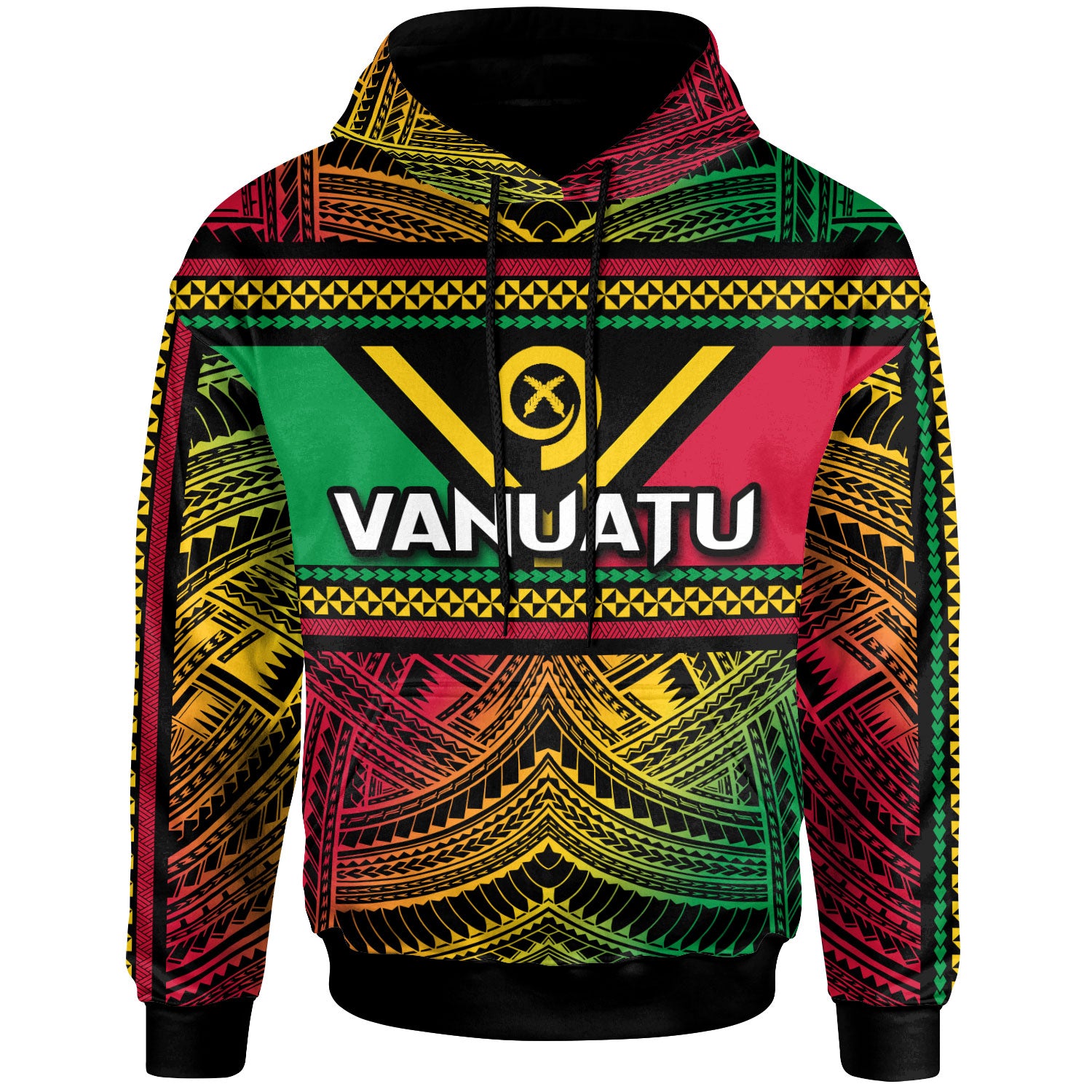 Vanuatu Hoodie - Custom Flag Color Polynesian Patterns Hoodie