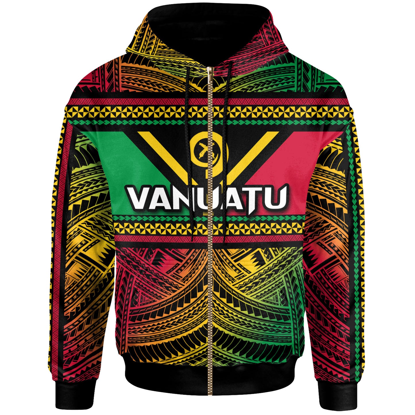 Vanuatu Hoodie - Custom Flag Color Polynesian Patterns Hoodie