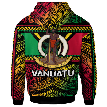 Vanuatu Hoodie - Custom Flag Color Polynesian Patterns Hoodie