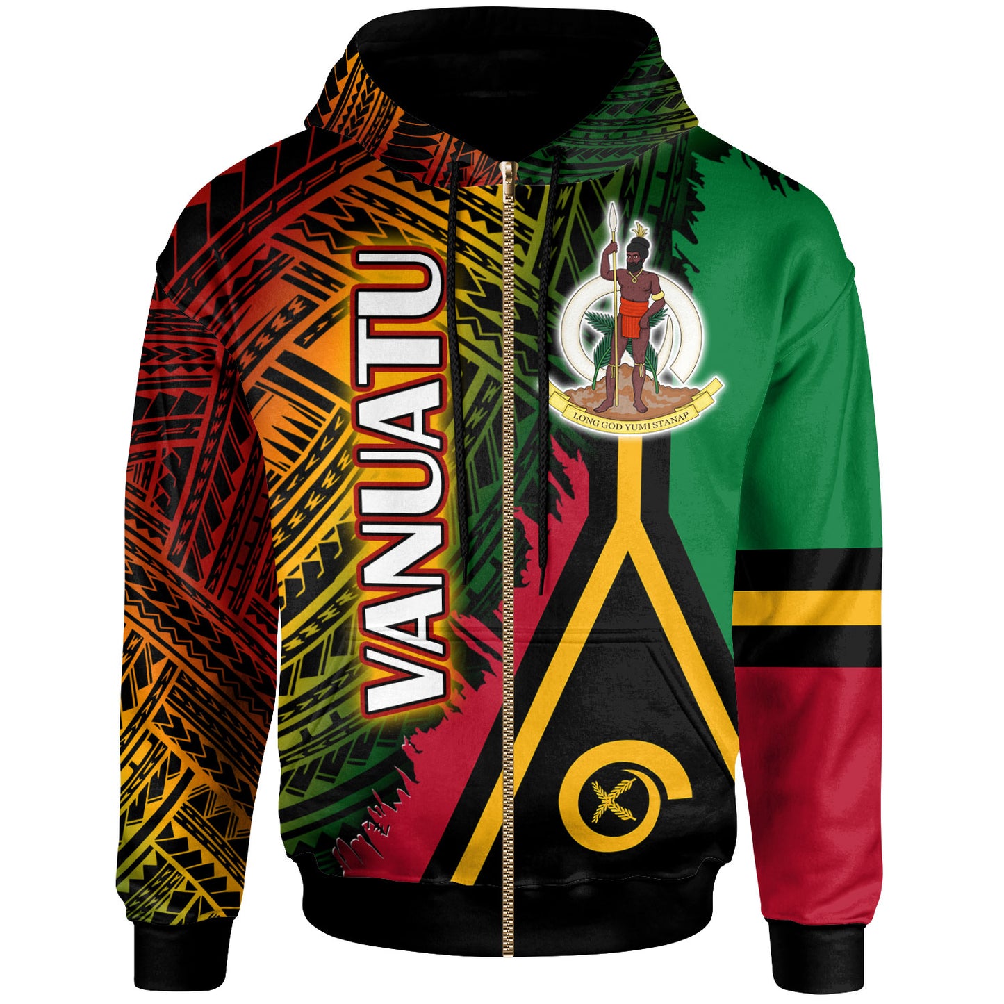 Vanuatu Hoodie - Custom Polynesian Grunge Texture Style Hoodie