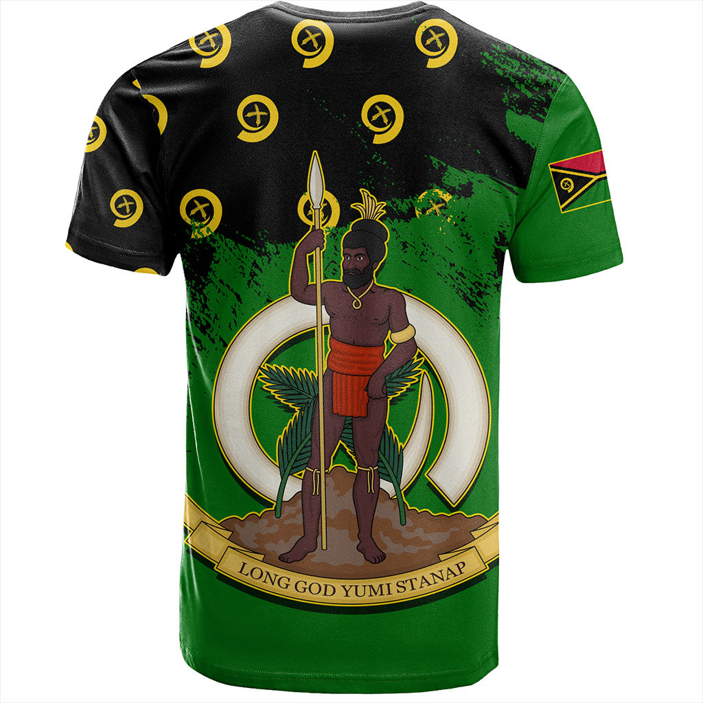 Vanuatu T-Shirt Melanesian Flag Grunge Symbols Pattern