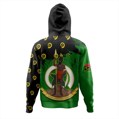 Vanuatu Hoodie Melanesian Flag Grunge Symbols Pattern