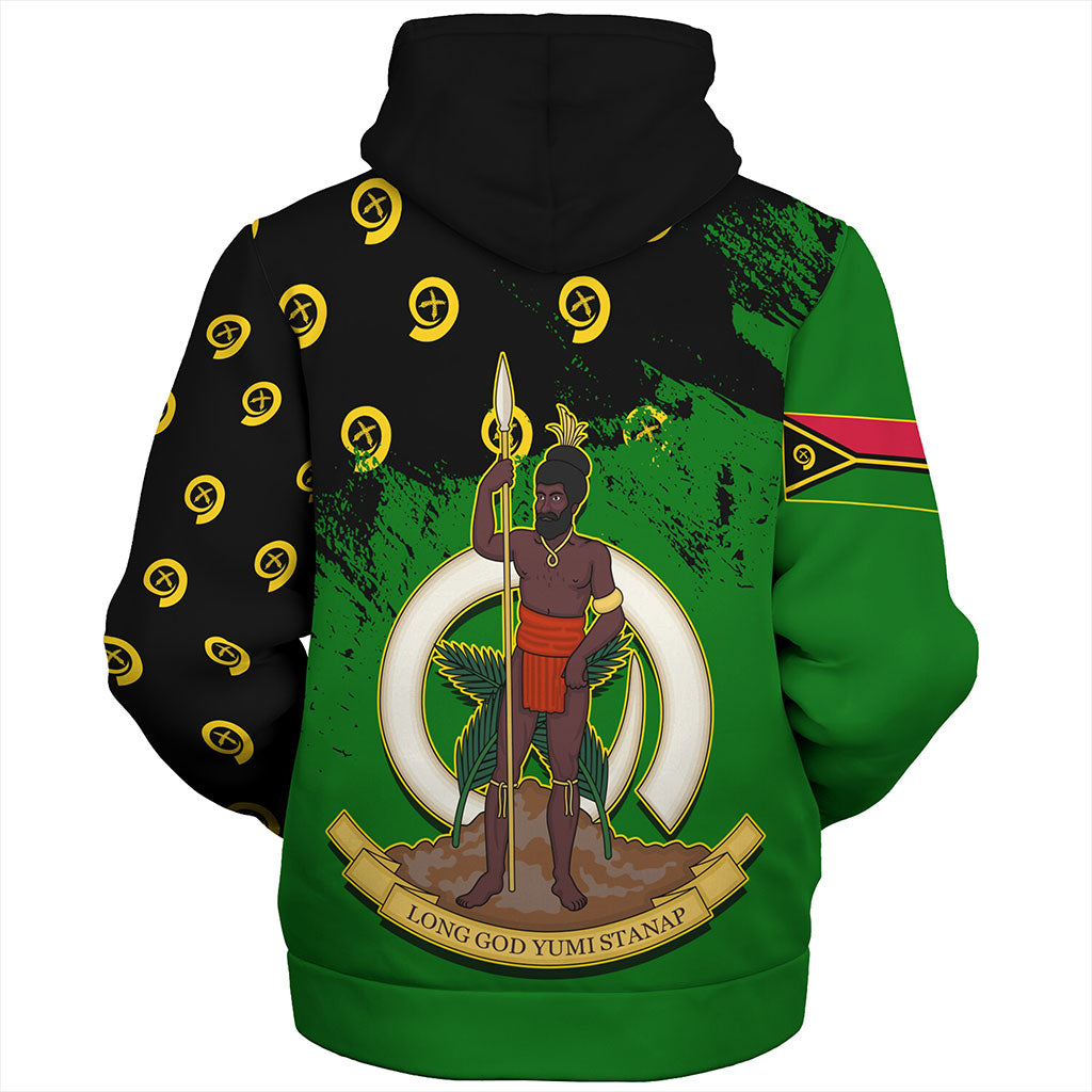Vanuatu Sherpa Hoodie Melanesian Flag Grunge Symbols Pattern