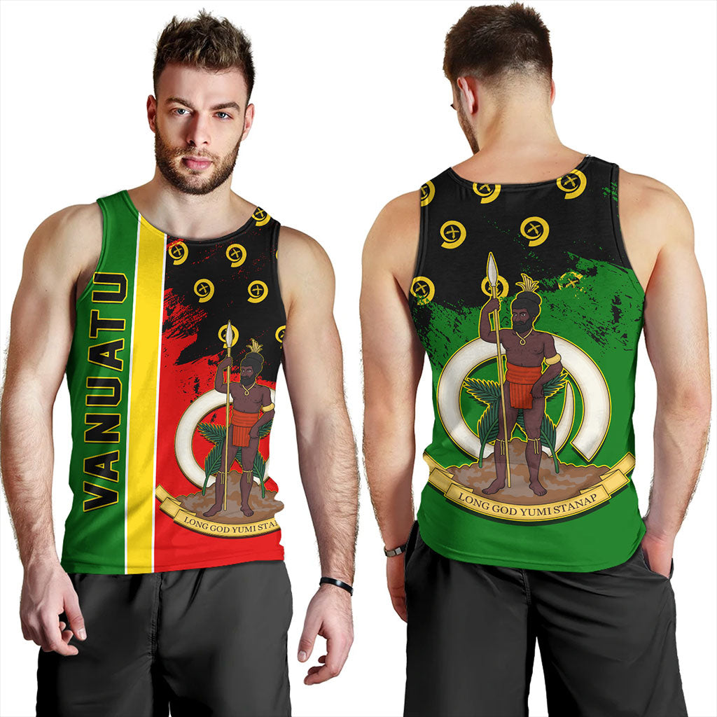 Vanuatu Tank Top Melanesian Flag Grunge Symbols Pattern