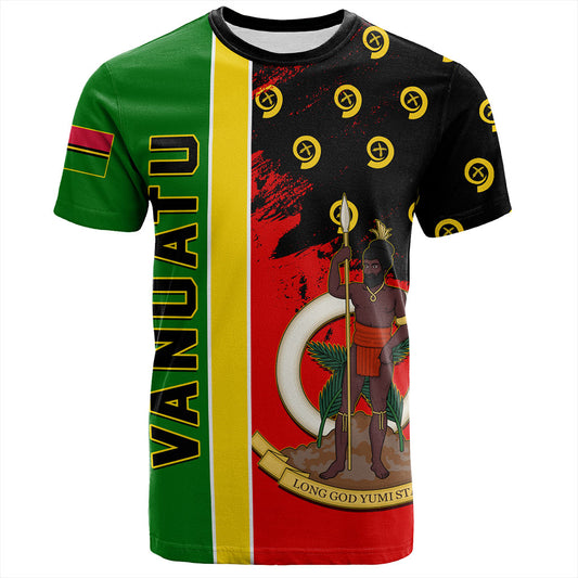 Vanuatu T-Shirt Melanesian Flag Grunge Symbols Pattern