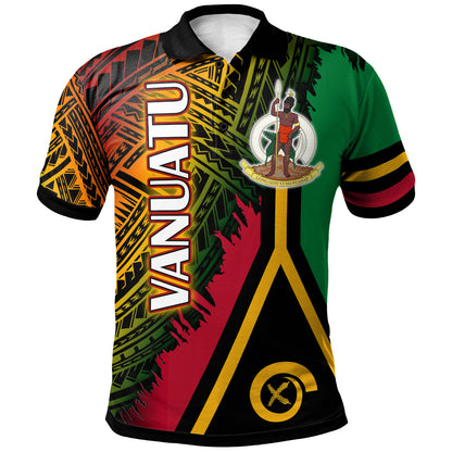 Vanuatu Polo Shirt - Custom Polynesian Grunge Texture Style Polo Shirt